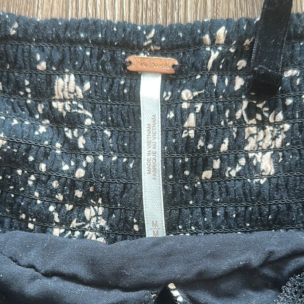 Free People Tess Mini Dress Black‎ & Tan Floral Size Medium - Picture 3 of 7